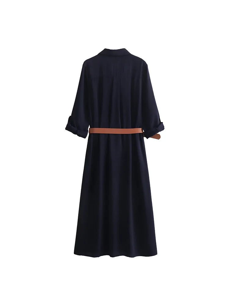 Dresses Women's Spring 2024 New  Loose Belt Elegant Women's Dress Street Fashion Holiday Youth Dress