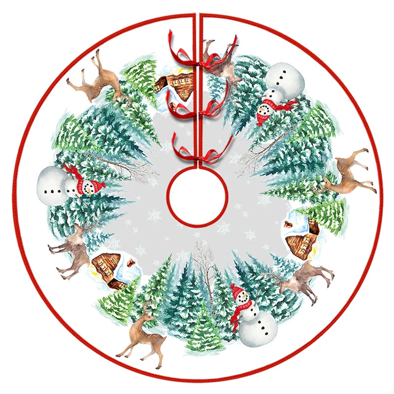 90/120cm Christmas Tree Skirt Mat Christmas Tree Foot Cover Santa Claus Snowflake Christmas Tree Carpet Base Mat Decorations