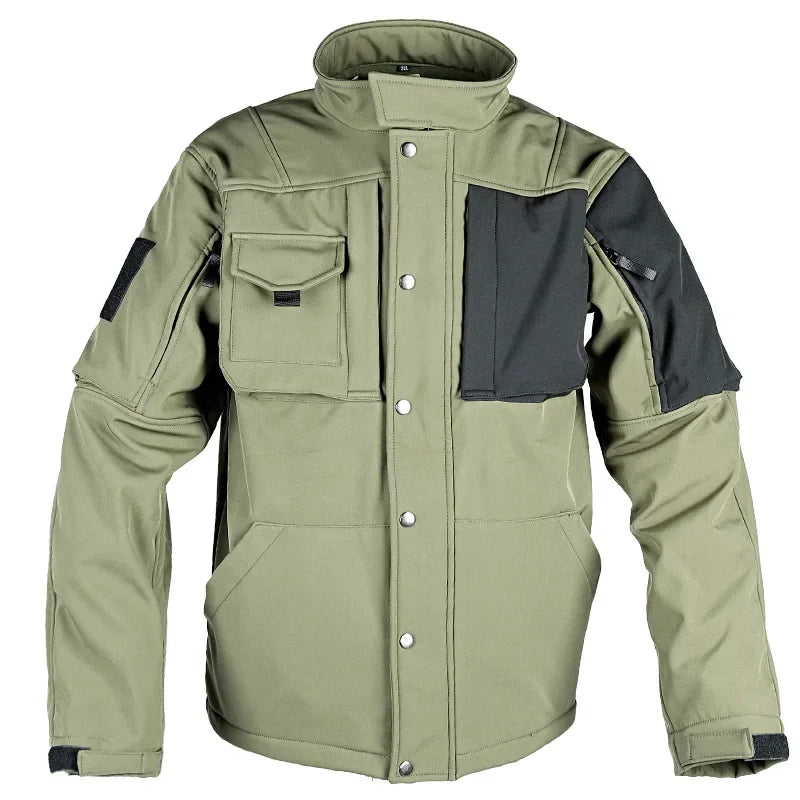 Motorcycle Jacket Men Riding Outdoor Winter Coats Tactical Multi-pocket Soft Shell Waterproof Windproof Warm Shark Skin