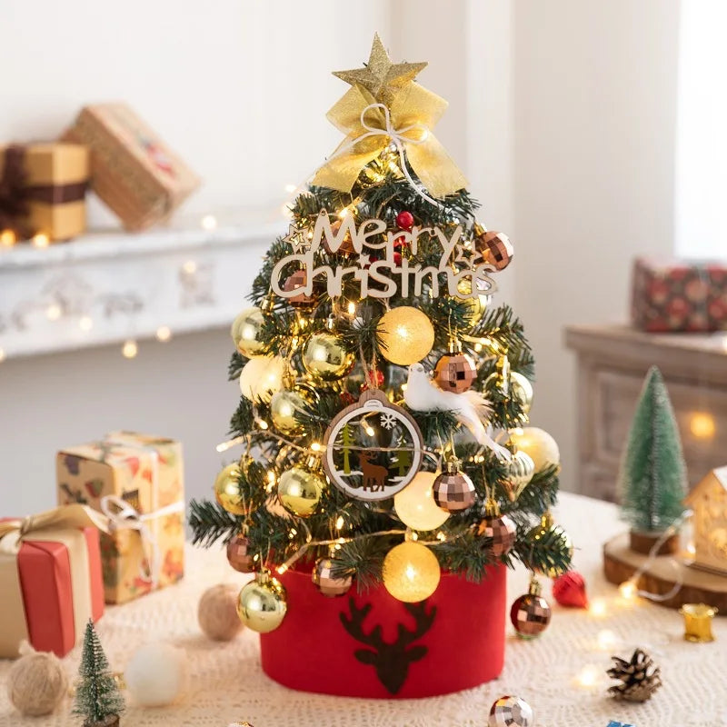 2022 New 45/60cm Merry Christmas Tree For Home Desktop Decoration Cristmas Ornament Xmas Navidad Gifts Led New Year Tree