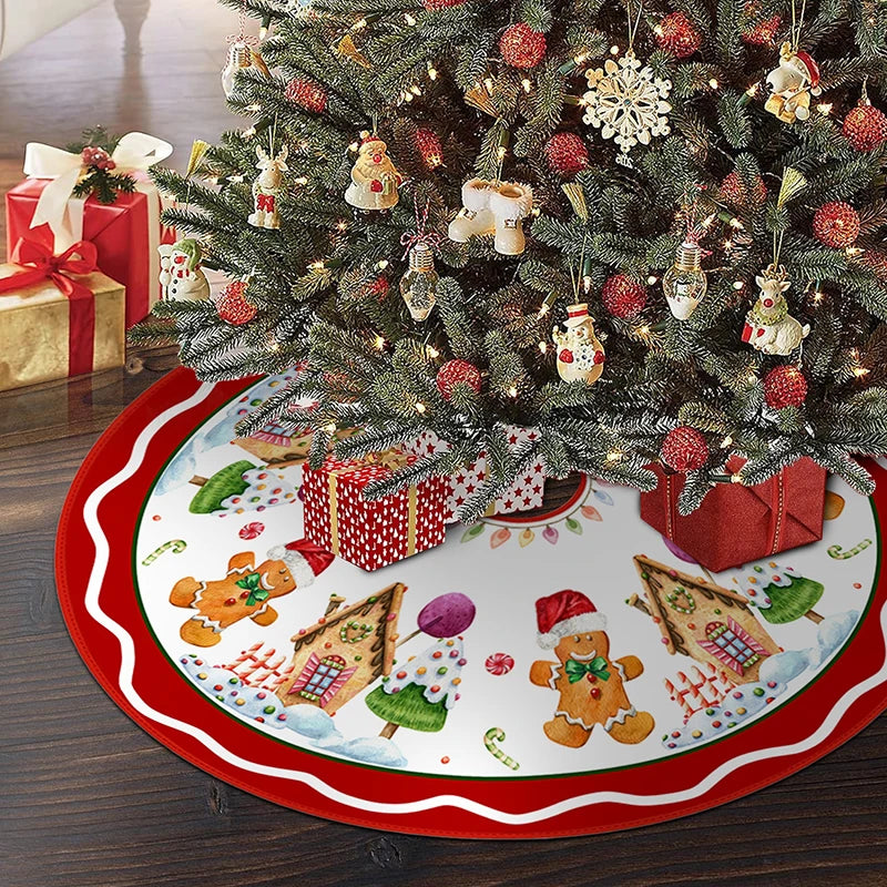 90/120cm Christmas Tree Skirt Mat Christmas Tree Foot Cover Santa Claus Snowflake Christmas Tree Carpet Base Mat Decorations