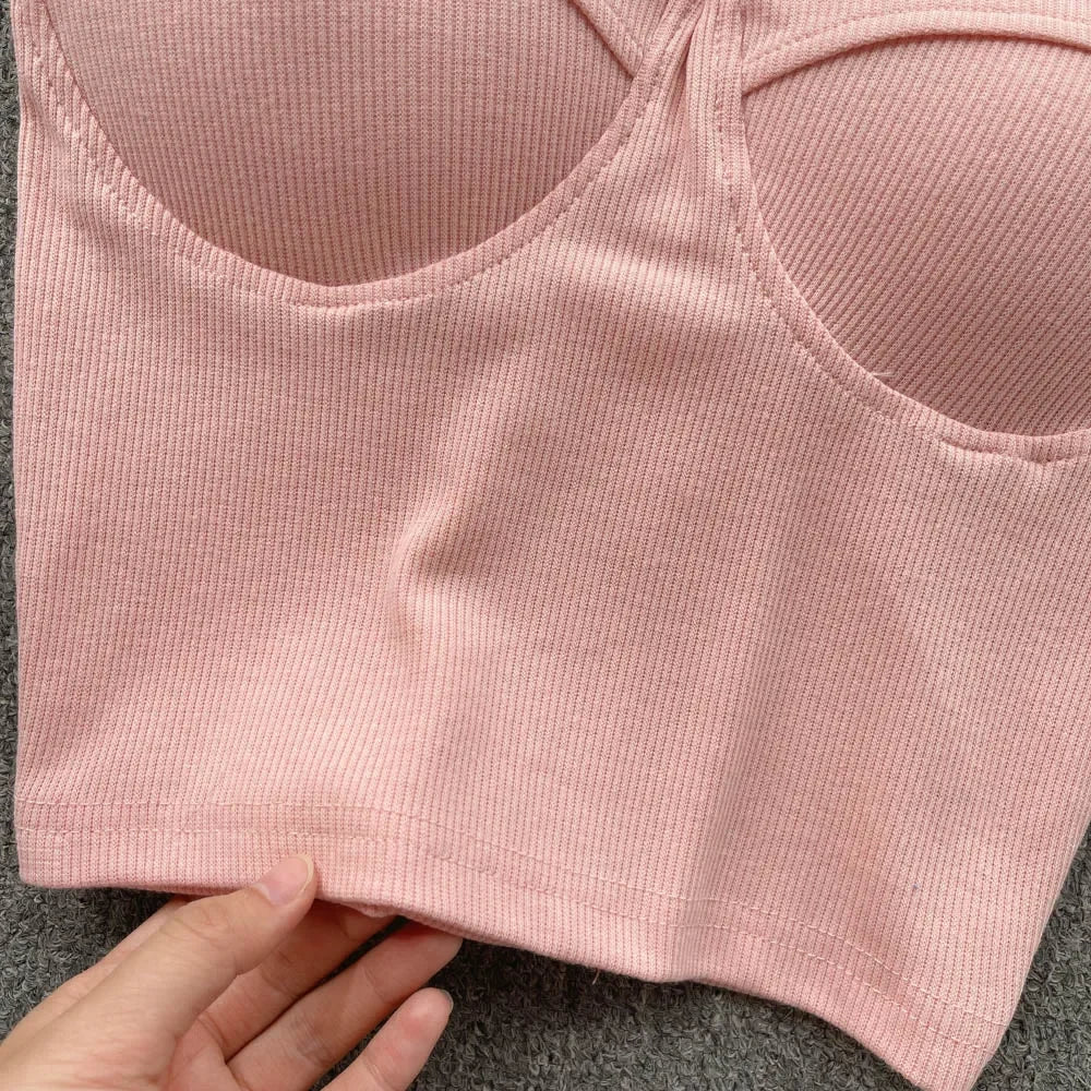 Strapless Western Style Skinny Tanks Camis for Women Summer Casual Solid Colours Female Corset Crop Tube Tops with Built In Bras