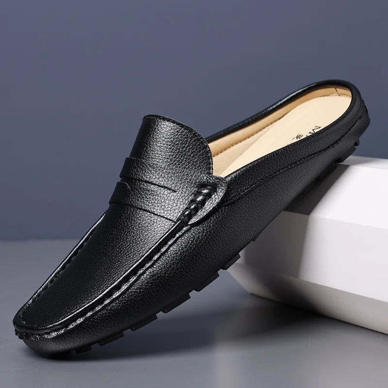 Shoes Men's Slippers Half Shoes for Men Comfortable Male Shoe High Quality Slip-On Solid Color Casual Soft Sandals Flats Slipper