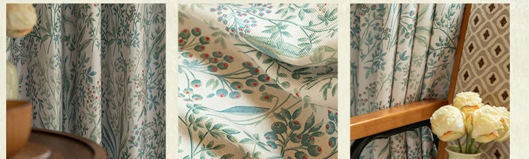 Curtains for Living Dining Room Bedroom American Pastoral Retro Floral Print Cotton and Linen Blackout Light Luxury
