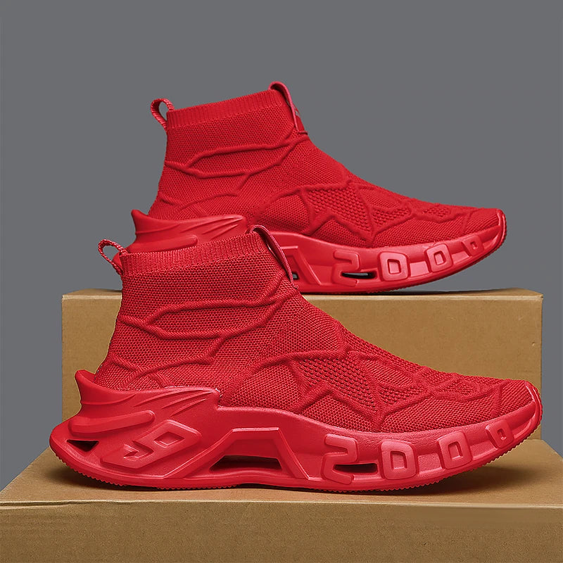 Men's Outdoor Sports Shoes - High-Top Sports Shoes Are Novel and Fashionable, Non-Slip and Durable, Suitable for All Seasons, Versatile Sports Shoes