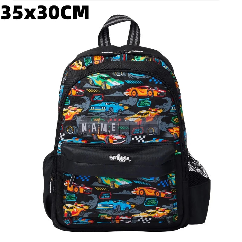 100% Genuine Australia Smiggle Backpack School Bag Race Car Cartoon Series Anime Backpack Student Gift Separate Purchases