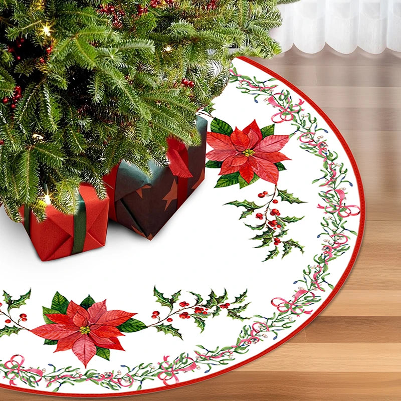 90/120cm Christmas Tree Skirt Mat Christmas Tree Foot Cover Santa Claus Snowflake Christmas Tree Carpet Base Mat Decorations