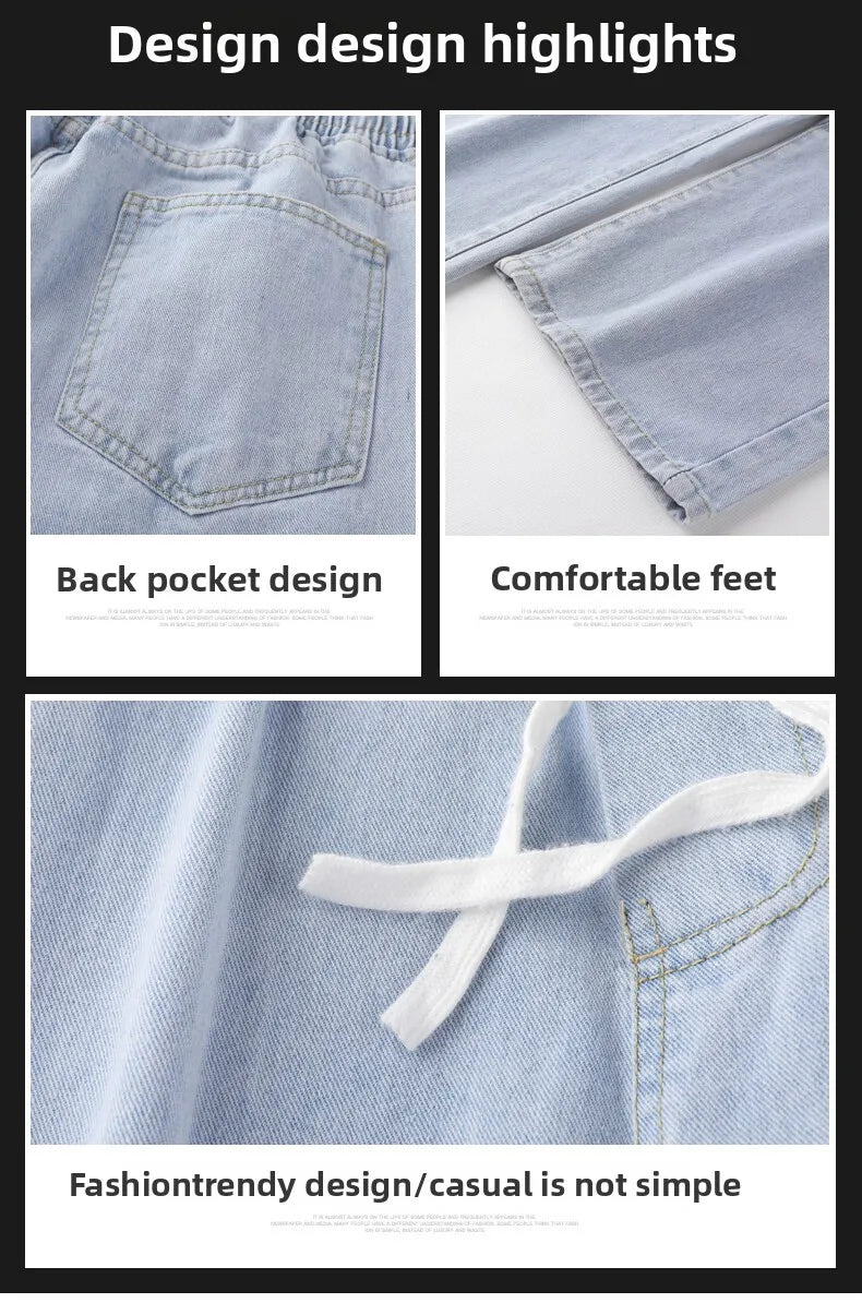 Jeans men's four-season new mopping straight loose wide legs trendy casual handsome comfortable trousers