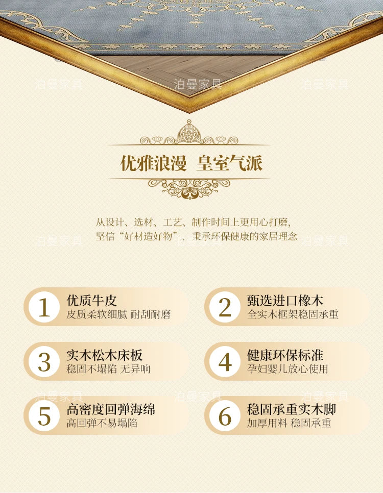 Luxury Couple Bed European Aesthetic Leather Queen Size Princess Bed Storage Space Cama De Casal Luxuosa Modern Furniture