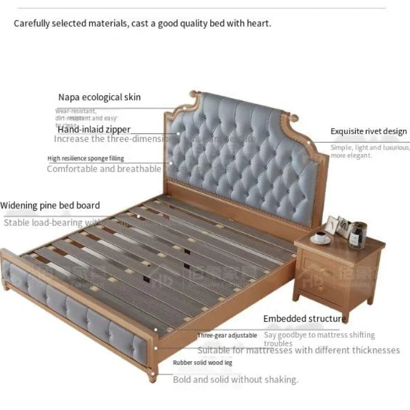 Bett King Size Queen 150x200 Bed Simple Frame Wood European Twin Double Bed Modern Letto Matrimoniale Lit Camas De Dormitorio