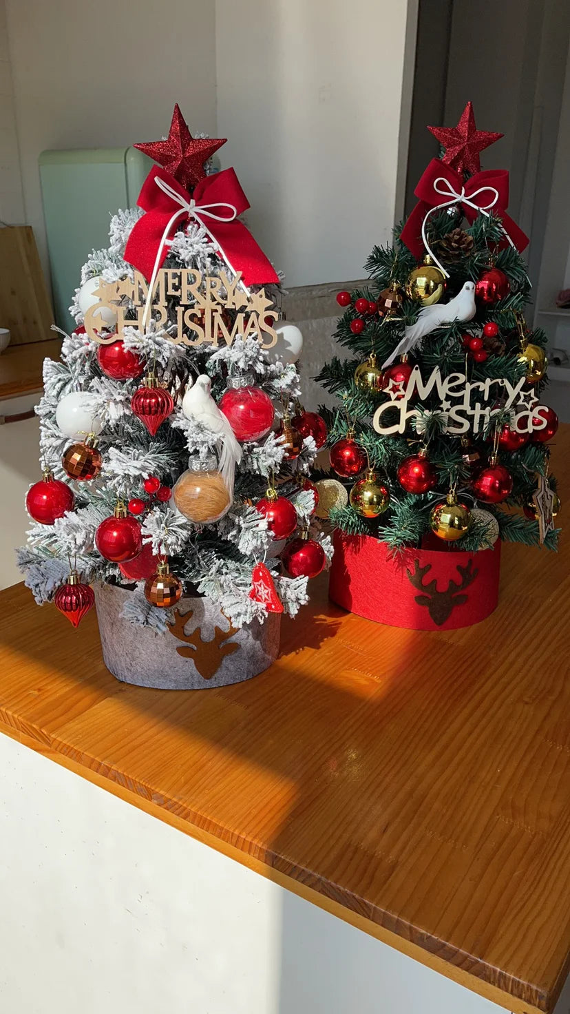 45/60cm DIY Christmas Tree With LED Light Mini Desktop Tree Christmas Decoration New Year Gift Home Christmas Ornaments