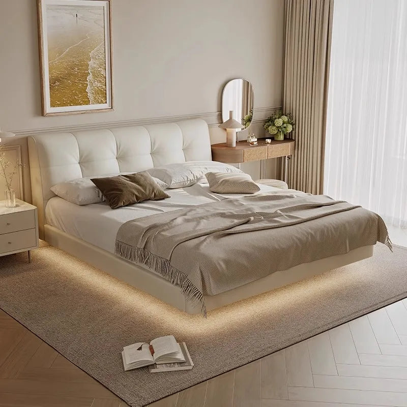 Genuine Leather Soft Bed Modern Design Bed Bett, Cama Fashion King/Queen Size Bedroom Furniture