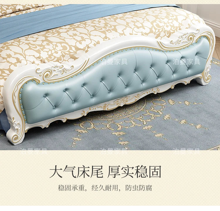 Luxury Couple Bed European Aesthetic Leather Queen Size Princess Bed Storage Space Cama De Casal Luxuosa Modern Furniture