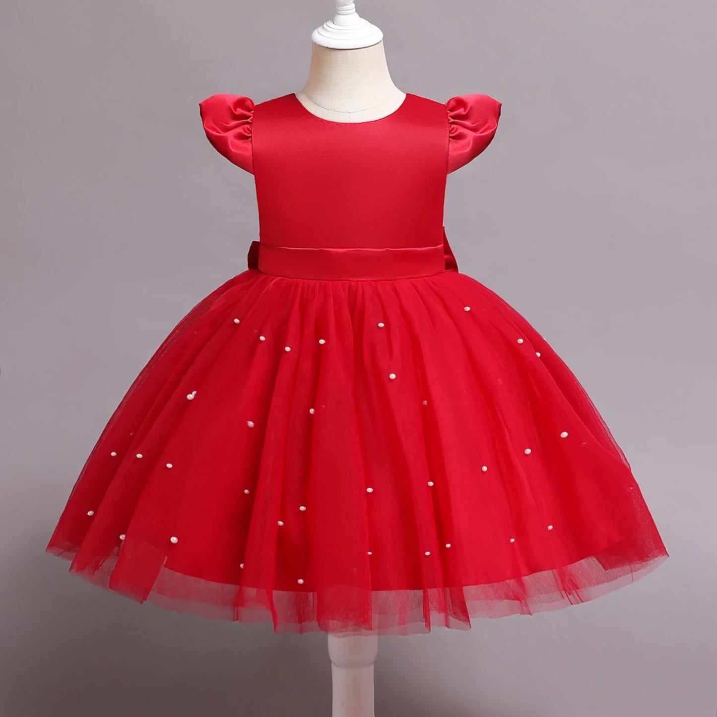 Toddler Girl Flower Birthday Tulle Dress Backless Bow Wedding Dress Kids Christmas Party Princess Dress Baby Girl Clothes