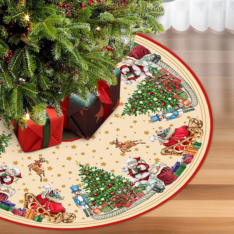 90/120cm Christmas Tree Skirt Mat Christmas Tree Foot Cover Santa Claus Snowflake Christmas Tree Carpet Base Mat Decorations