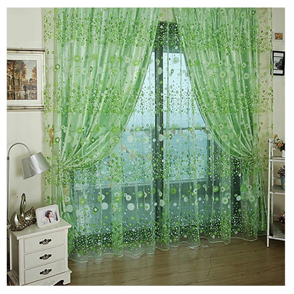 200X100cm Floral Pattern Window Curtain Summer Transparent Room Decor Window Screening Door Curtains Drape Panel Sheer Tulle