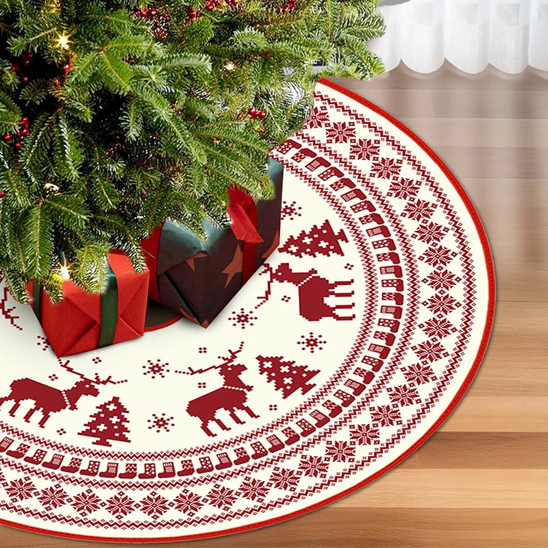 90/120cm Christmas Tree Skirt Mat Christmas Tree Foot Cover Santa Claus Snowflake Christmas Tree Carpet Base Mat Decorations