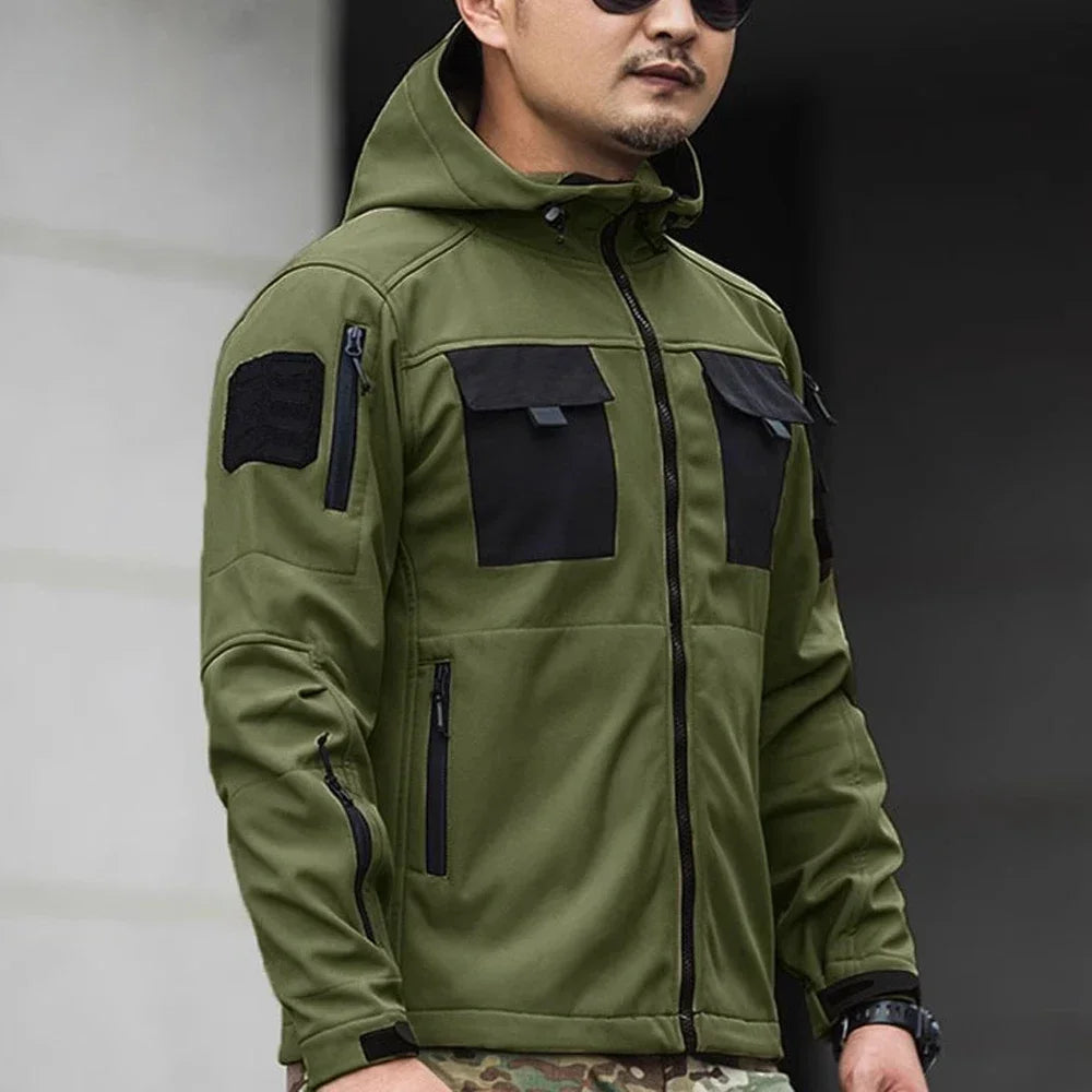 Motorcycle Jacket Men Riding Outdoor Winter Coats Tactical Multi-pocket Soft Shell Waterproof Windproof Warm Shark Skin
