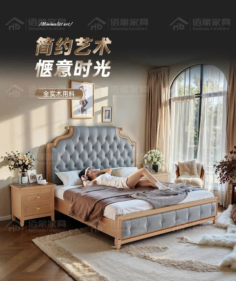 Bett King Size Queen 150x200 Bed Simple Frame Wood European Twin Double Bed Modern Letto Matrimoniale Lit Camas De Dormitorio