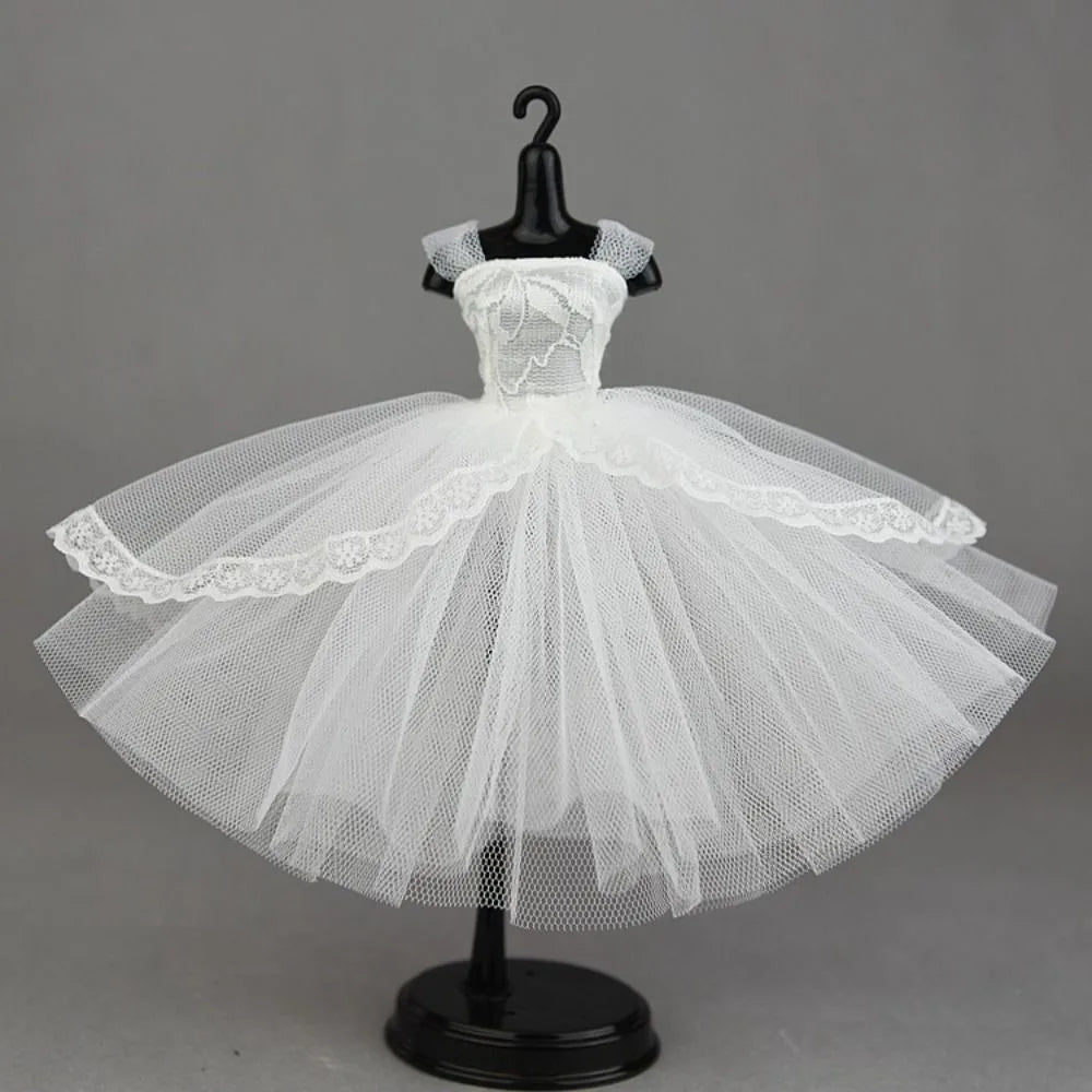 Fashion Dress Up Doll Dress Evening Party Tutu Dotted Lace Dolls Clothes Mini Black Prom Dress Doll Princess Dress DIY Toy