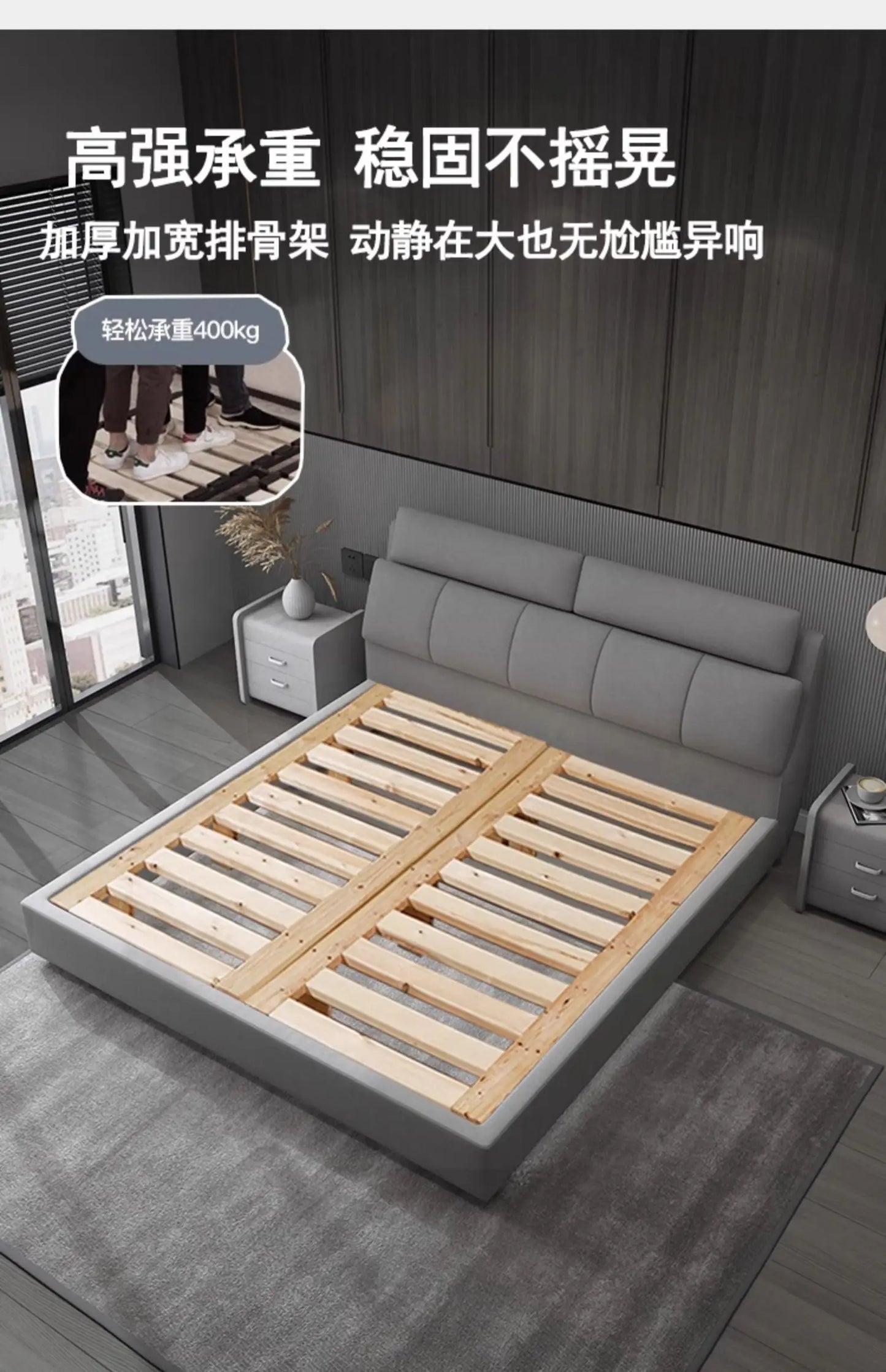 Headboard King Size Bed Frames European Nightstands Lounge Bed Luxury Bedroom Hotel Camas De Dormitorio House Accessories