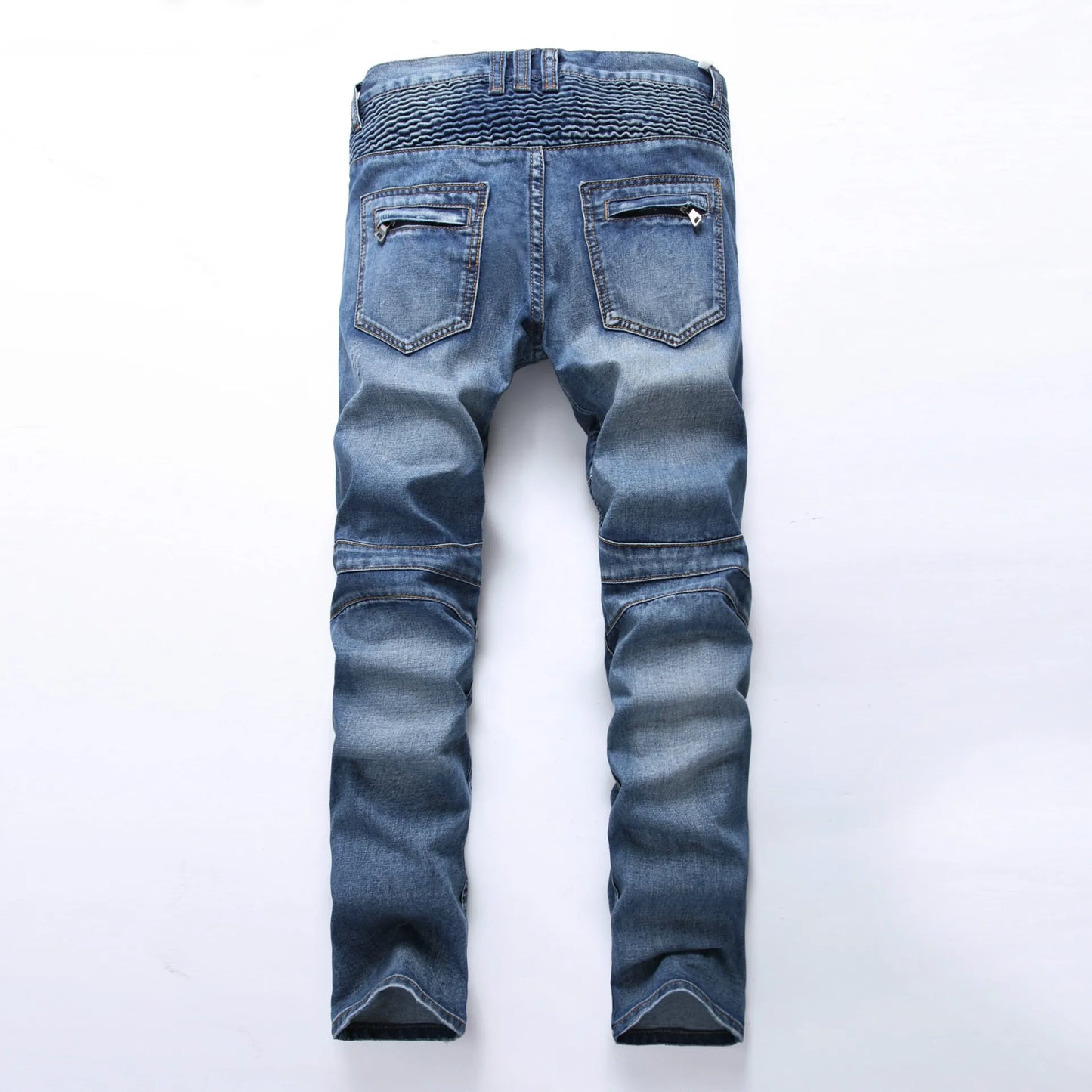 Jeans Men Long Pants Denim Pant High Waist Simple Zipper Splice Casual Regular Slim Fit Straight Trousers Autumn Winter