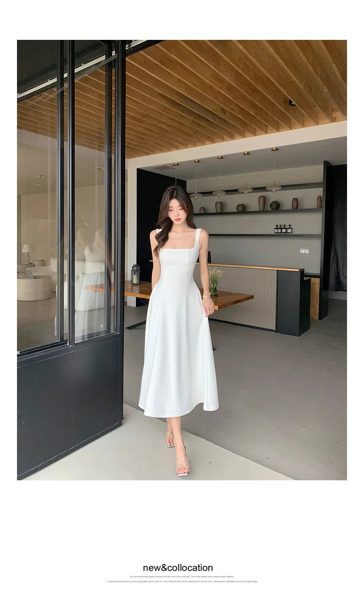 Women's Elegant Red Evening Dresses Sleeveless Wedding Guest Dress Spaghetti Strap A-Line White Party Female Prom gown Vestidos