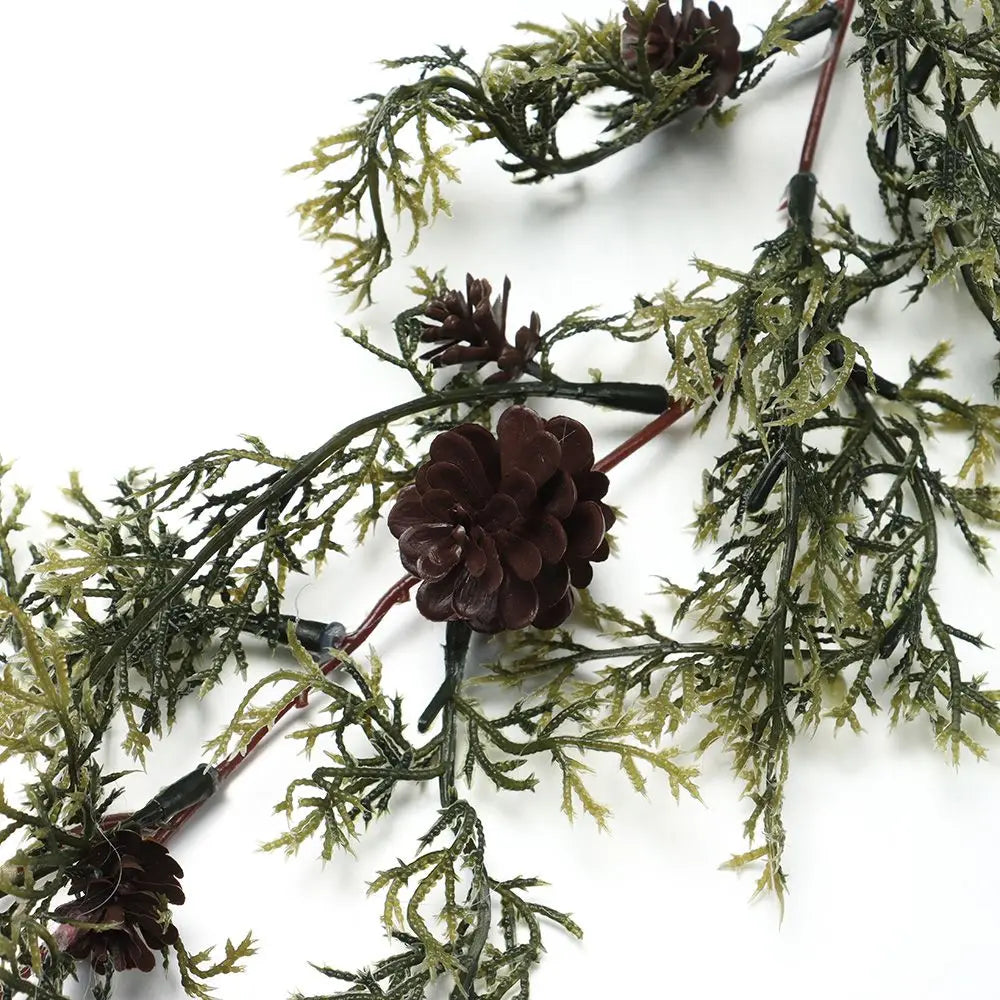 Gift Xmas Tree Ornament Leaves Branches Artificial Red Berries Christmas Decorative Garland Pine Cones Vine Hanging Wreath