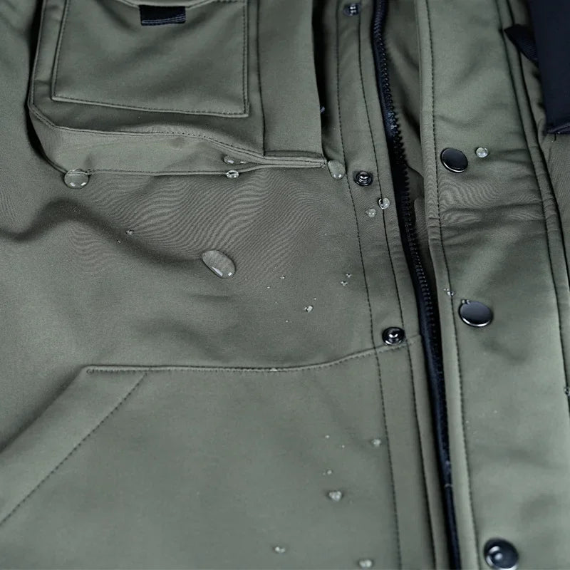 Motorcycle Jacket Men Riding Outdoor Winter Coats Tactical Multi-pocket Soft Shell Waterproof Windproof Warm Shark Skin