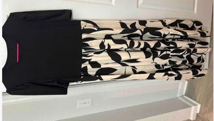 Women's Dresses Spring and Summer Clothing Popular Flower Print Crew Neck Dress Vacation Style Elegant Dress