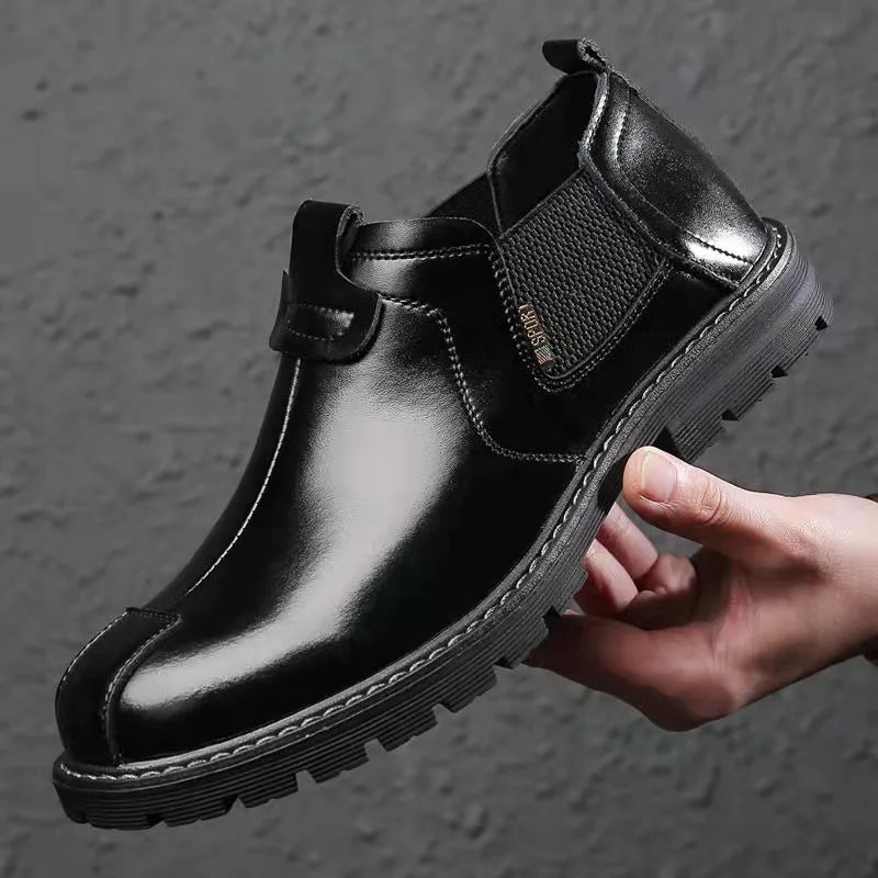 Men's Boots British Business Short Boot Retro Ankle Booties Fashion Casual High Top Boots for Men Leather Boot Oxford Work Boot