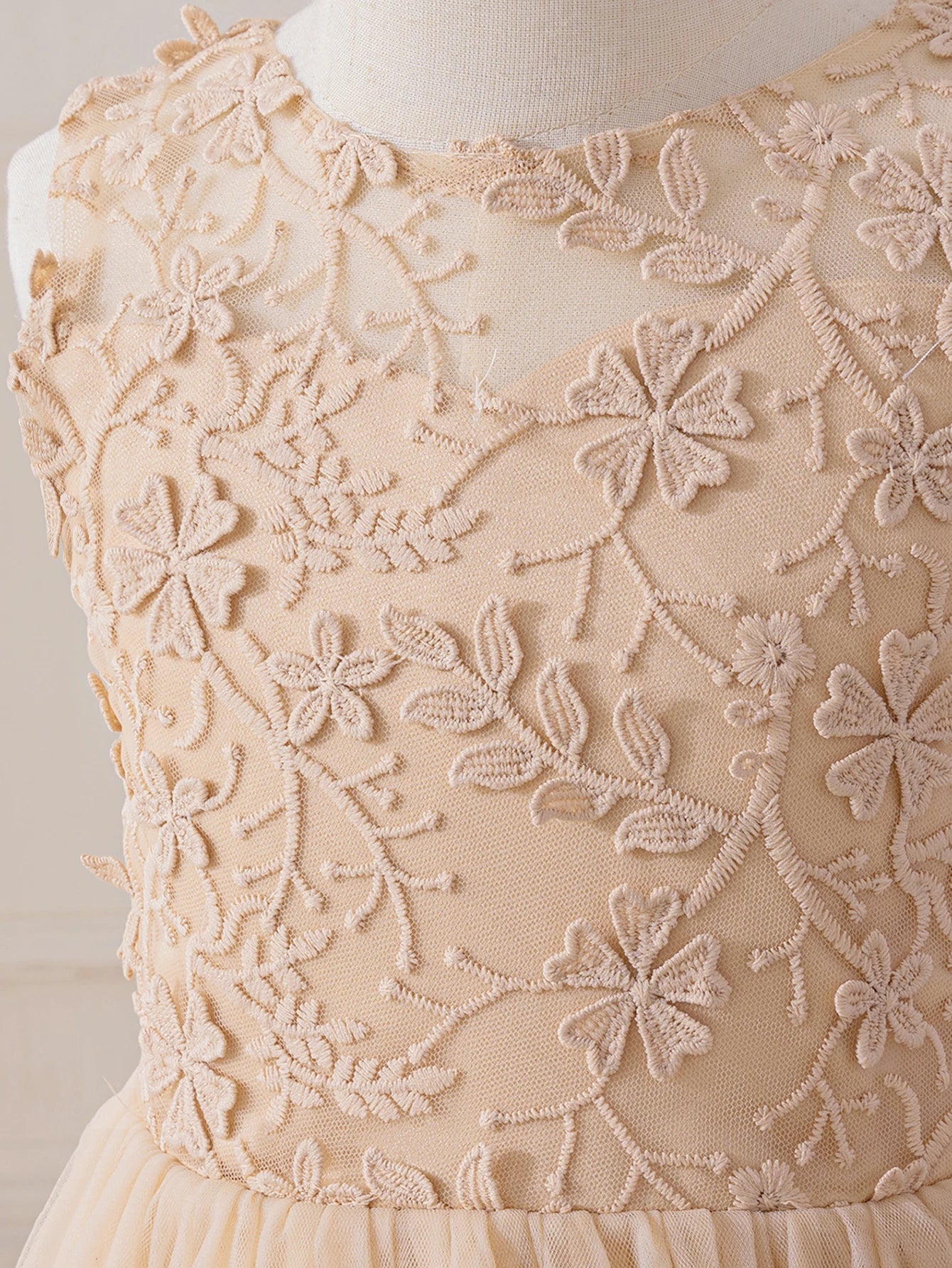 Children's Girs' Dresses for Eid Tulle Satin White Floral Girl's Dress Design for Wedding Party Princess Costume