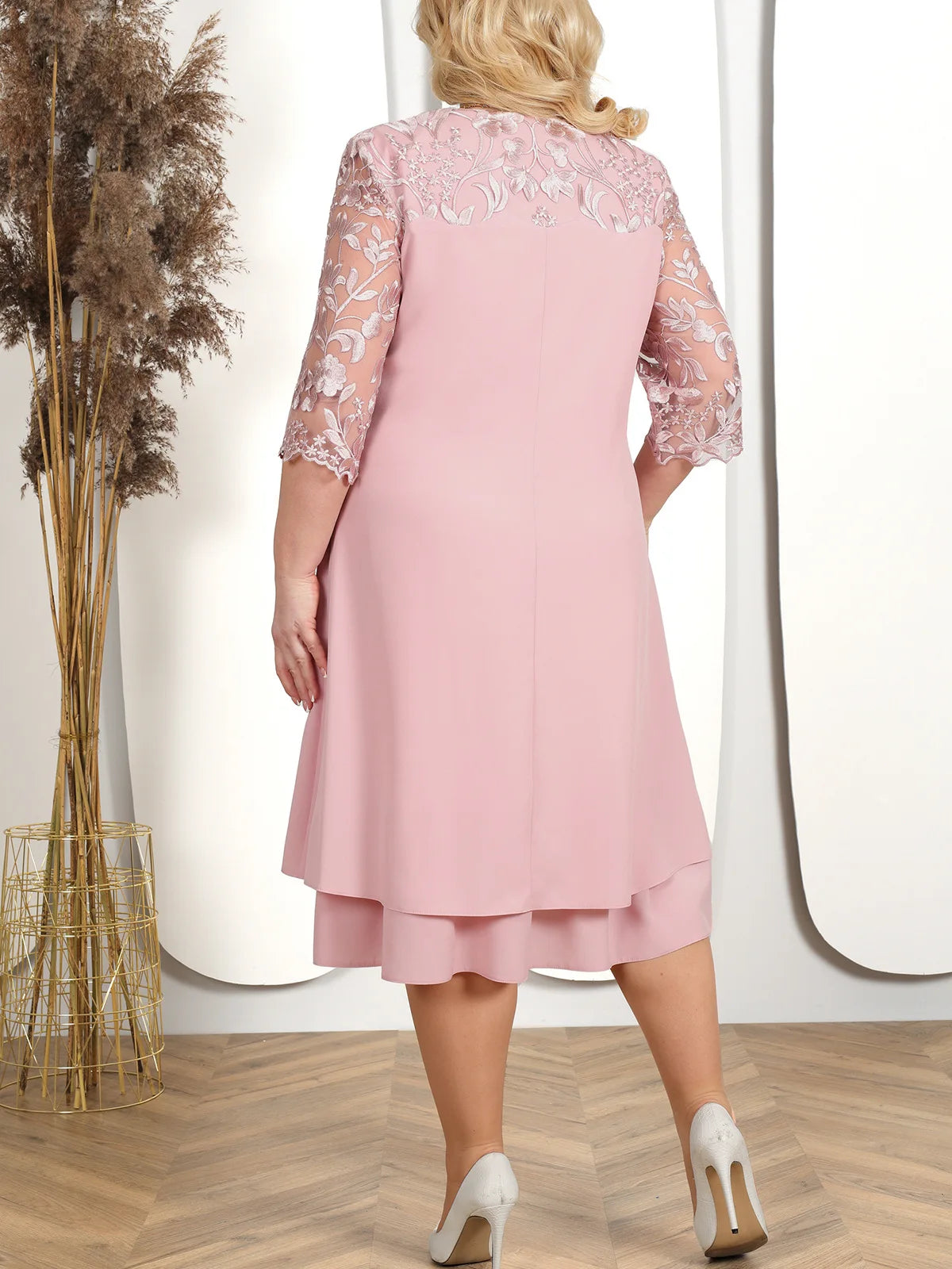 Plus Size Dresses For Women Elegant Embroidery Chiffon Prom Formal Wedding Evening Party Banquet Prom Women Clothing Vestidos
