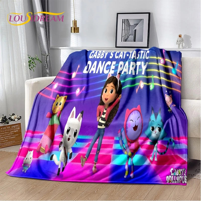 Cartoon Cute Gabbys Dollhouse Girl Soft Blankets,Keep Warm Throw Blanket Comfortable Blanket for Picnic Beds Sofa Home Bedroom