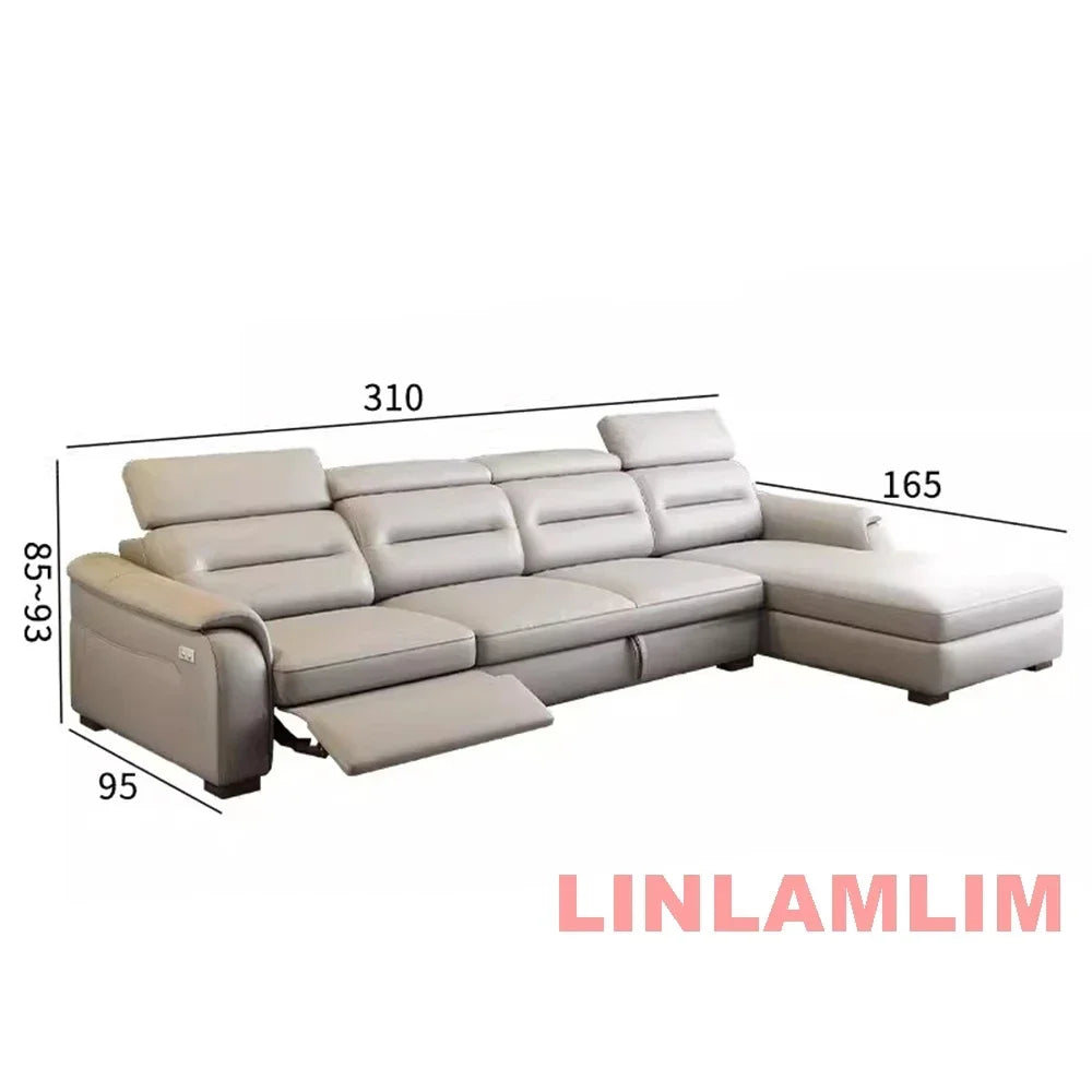 Linlamlim Multifunctional Convertible Sofa Bed With Eletric Recliner, Folding Sofa Cama With Power Reclining Seats & Storage Box