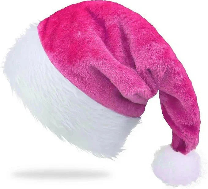 Chrismas Hat Adults Santa Hat for Men and Women Pink Green Blue Red Purple Black White