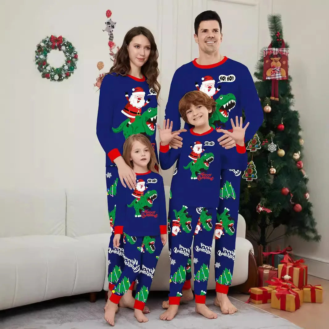 Xmas Matching Family Pajamas Set 2025 Xmas Green Cotton Print Pjs Adult Child Clothing Outfit set Baby Jumpsuit+Dog Clothes