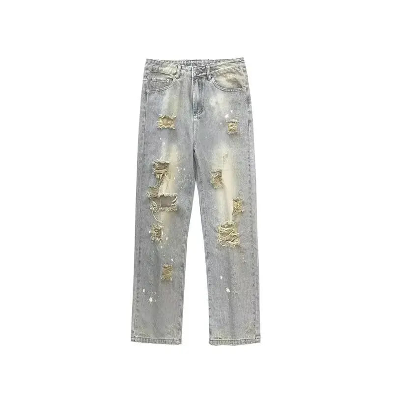 Jean Trousers Simple Temperament Literary and Trendy New Style Without Brand Japanese Men's Clothing Rhinestones Short Y2k Jorts