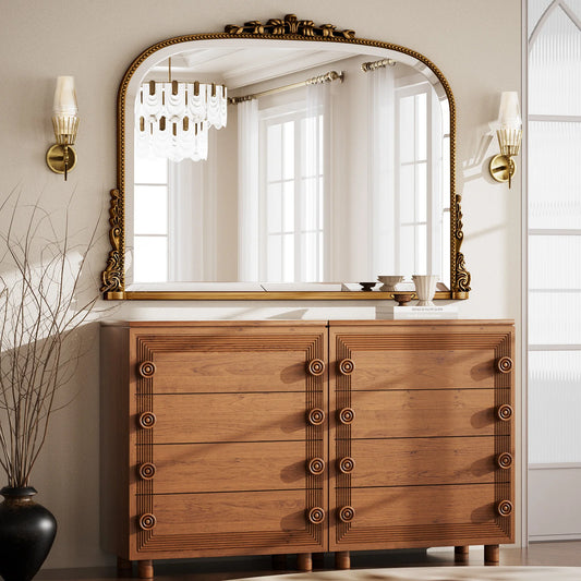 BEAUTYPEAK Arched Vanity Mirror Vintage Decor Mirror Wall Mounted Personal Care Mirror Beauty Shower Mirror