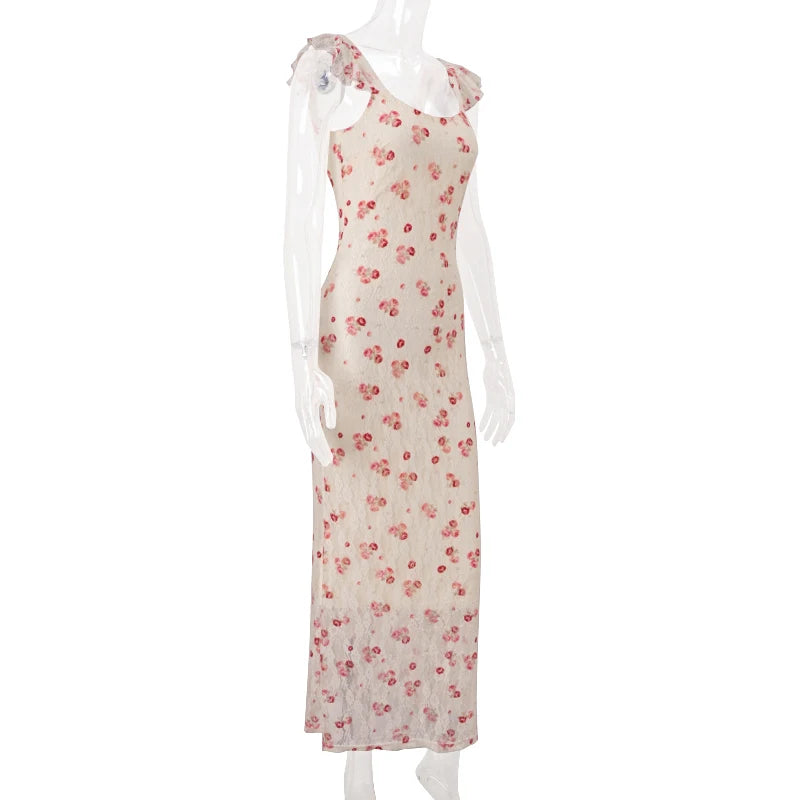 WhereMery Sexy Square-neck Long Maxi Dress Y2K Elegant Vintage Floral Printed Party Dresses Spring Summer Holiday Style Vestidos