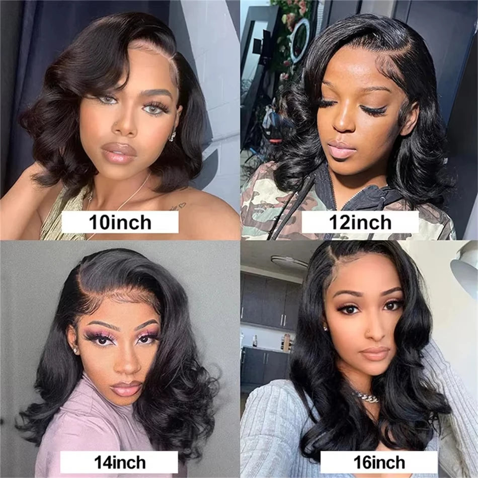 Lafino 10 Inch Short Human Hair Wigs Bob Wig 13x6 Lace Hd Body Wave Wig 13x4 Hd Lace Frontal Wigs Loose Body Wave Black Wig