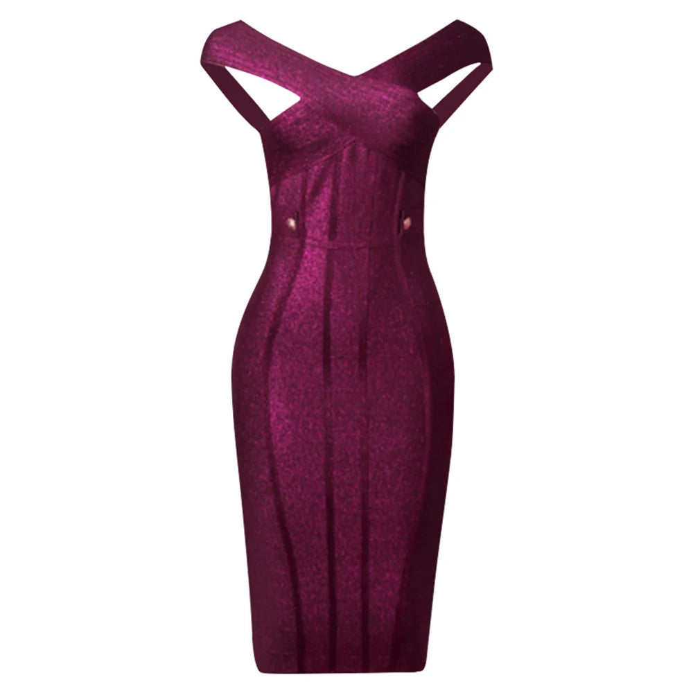 New Sexy Fashion Women Elegant Bandage Dress Bodycon Ladies Vestido Summer Dresses Birthday Evening Party Club Midi Clothing