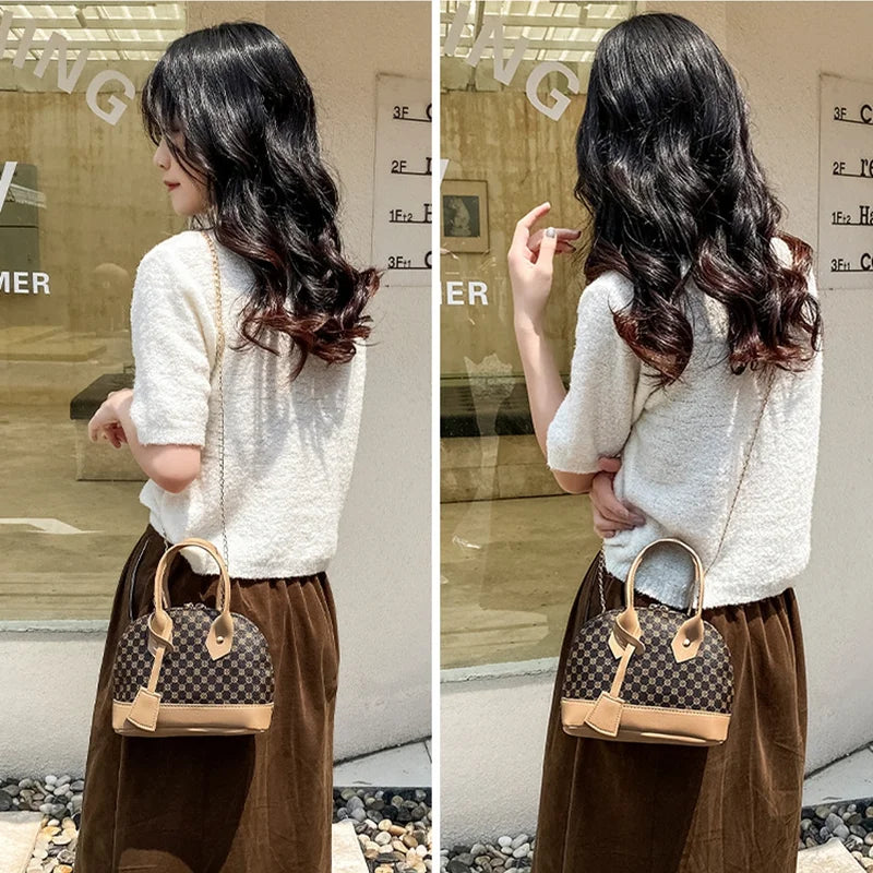 Flower Printing Shell Bag Fashion Handbag Women Crossbody Bag Advanced Simple Shoulder Crossbody Bag Large Capacity Portable Bag
