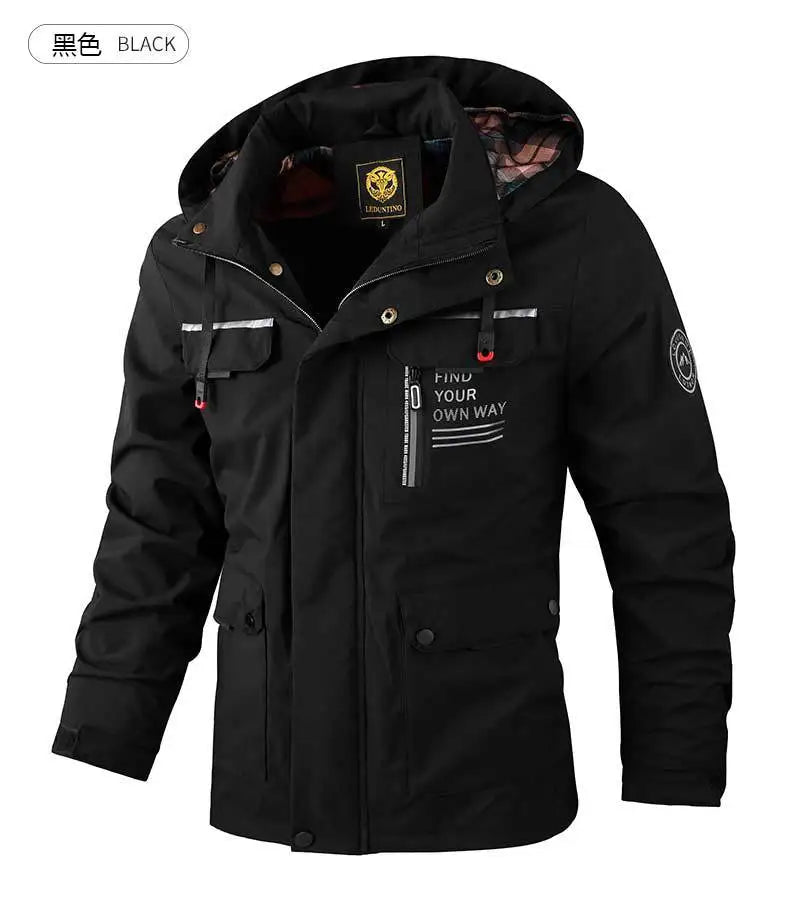 Jackets Men Thick Coats Hooded Jogger Coat Zipper Pockets Casual Streetwer Warm Jacket Autumn Winter Outerwear Men Clothing