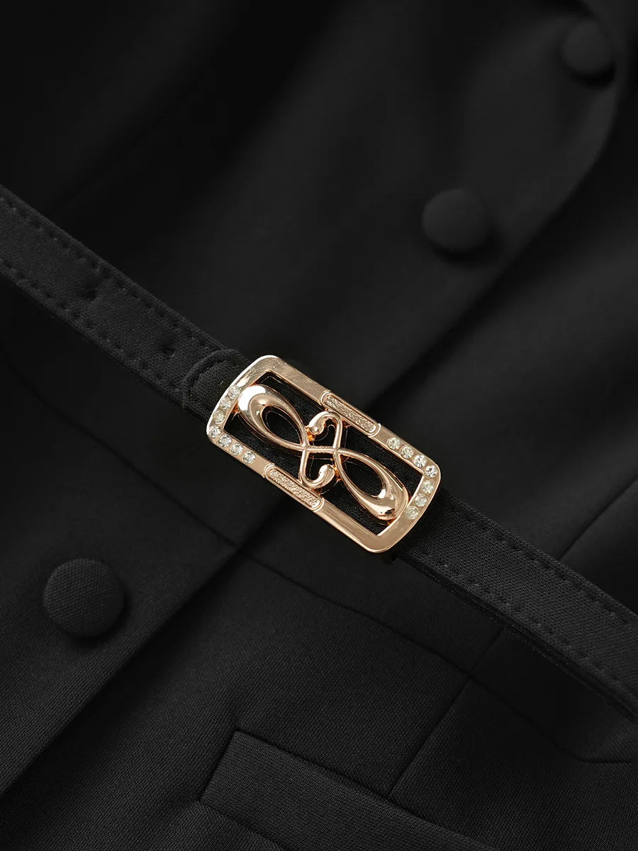 Dresses For Women 2024 Luxury Brand Autumn Long Dress Women's Turn-down Collar Sleeves Single Breasted Sashes Office Lady