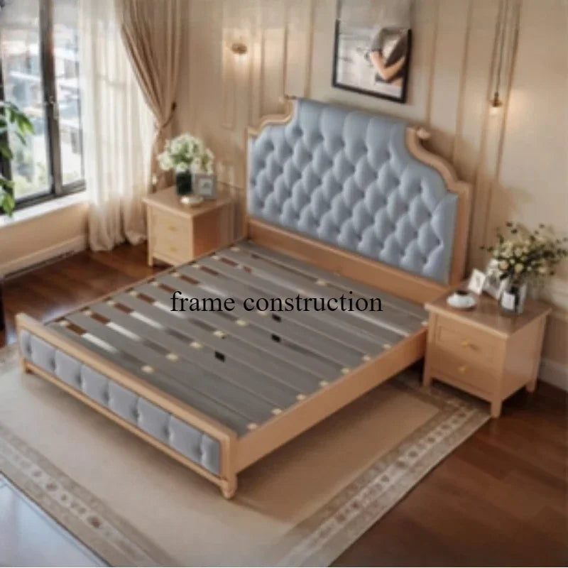 Bett King Size Queen 150x200 Bed Simple Frame Wood European Twin Double Bed Modern Letto Matrimoniale Lit Camas De Dormitorio
