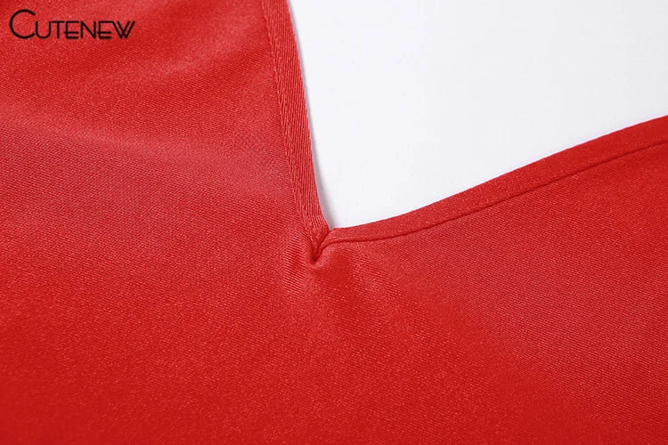 Cutenew Red Shiny Spaghetti Strap Maxi Dress Women Solid Sexy Backless Ruched Cleavage Body-shaping Robe Lady Hipster Streetwear