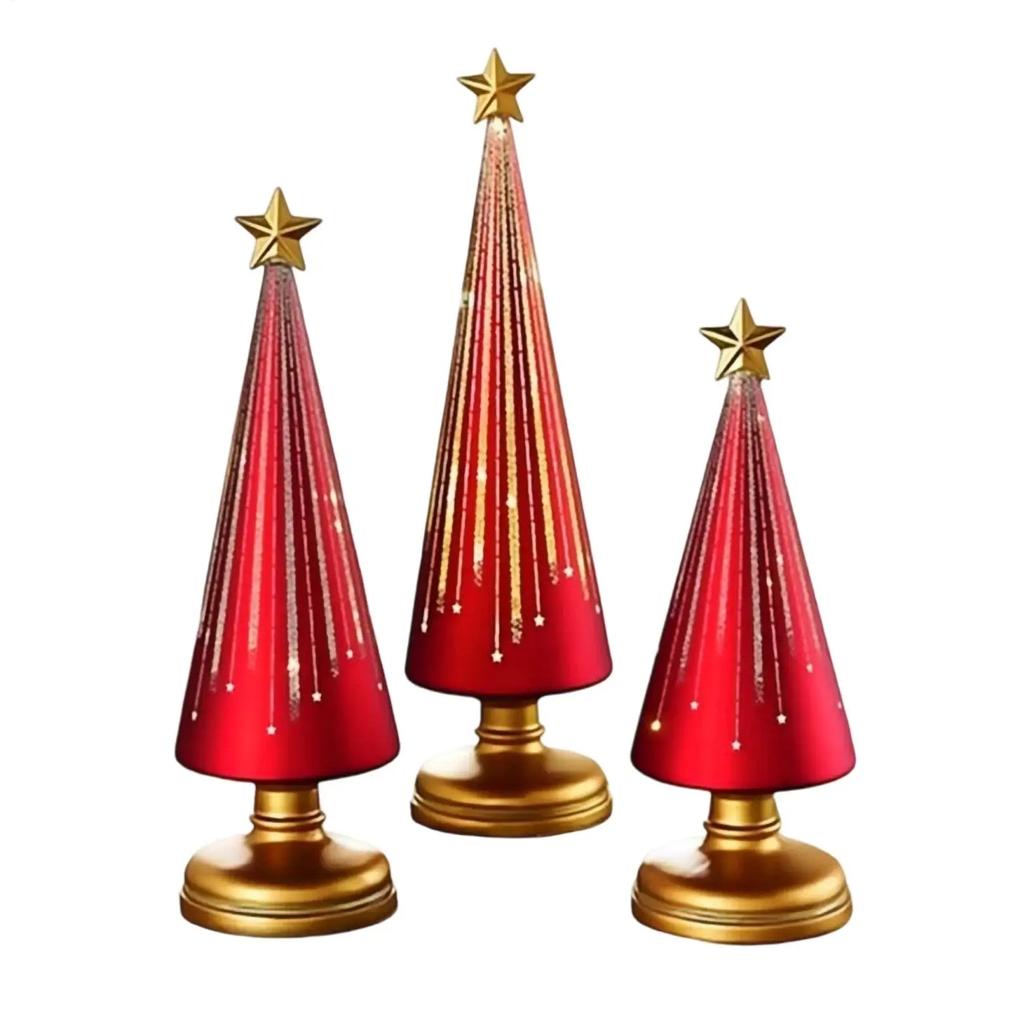 Christmas Tree Statue 3 Pieces Christmas Sculpture Resin Star Tree Figurine For Home Room Winter Party Decorations Table
