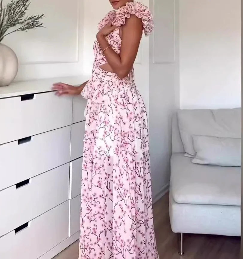 Dresses for Women 2025 Summer New Fashion Print Backless Sleeveless Sexy Temperament Commuting Elegant Long Strap Dress