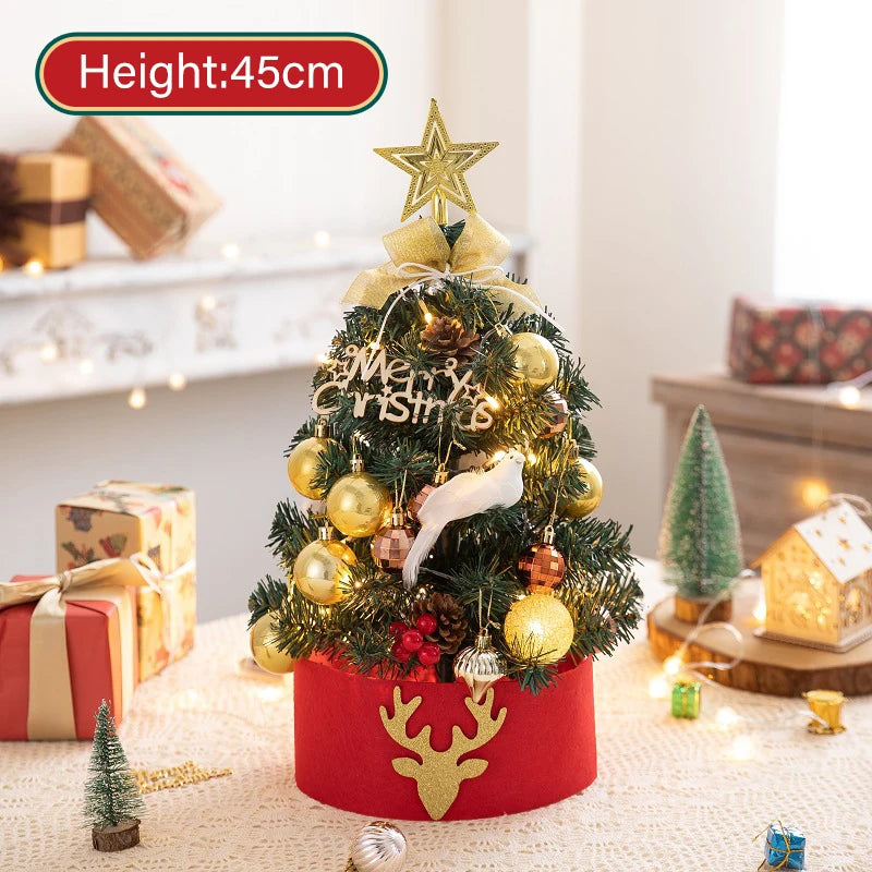 2022 New 45/60cm Merry Christmas Tree For Home Desktop Decoration Cristmas Ornament Xmas Navidad Gifts Led New Year Tree